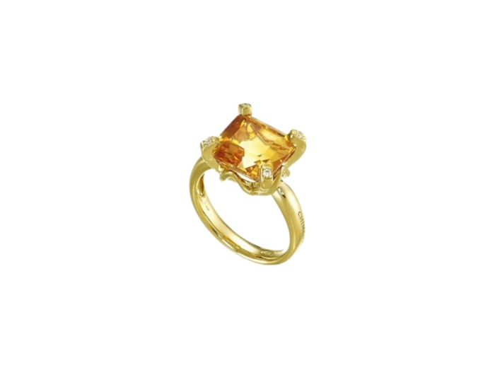Bague Chimento Iris en or jaune, quartz citrine et diamants
