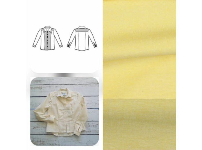 Christine Charles – Kit Couture Chemise Adelise Couleur Jaune Clair et Jaune Moutarde