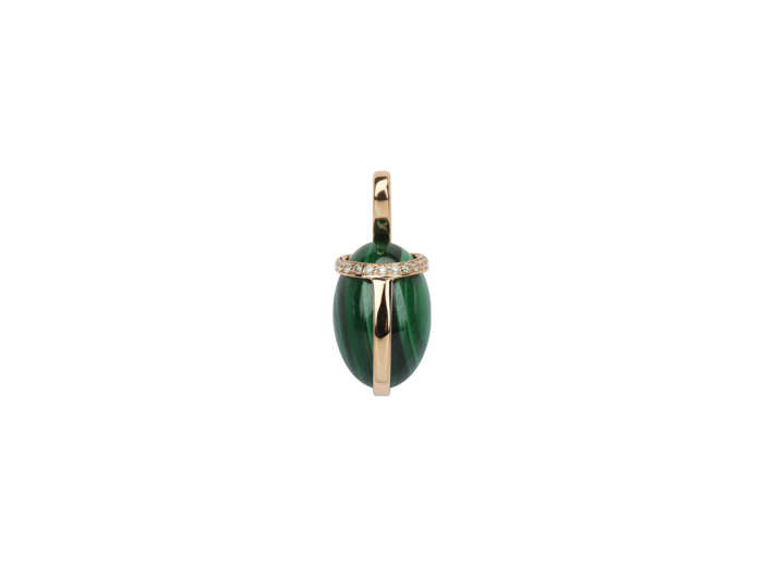 Pendentif Isabelle Langlois Khepri en or rose, malachite et diamant