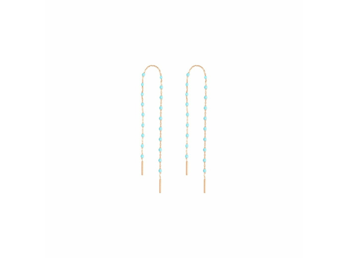 Boucles d'oreilles Gigi Clozeau Mini en or rose et résine turquoise-vert