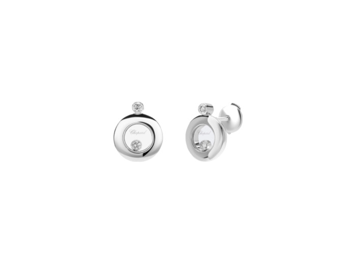 Boucles d'oreilles Chopard Happy Diamonds en or blanc et diamants