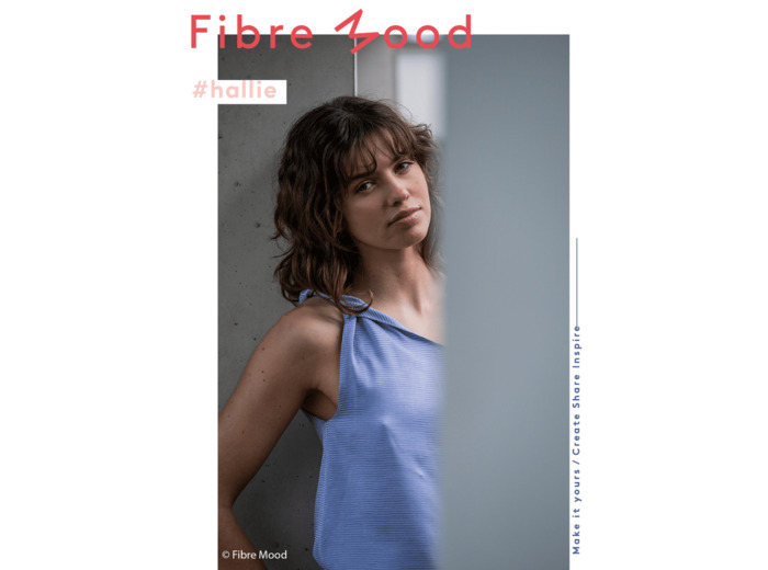 Fibre Mood - Tissu Jacquard de Viscose Satiné "Hallie" Couleur Bleu Lavande Aux Fines Rayures