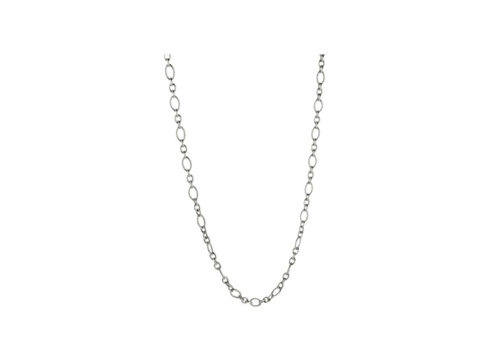 Chaîne Arthus Bertrand Ovale Striée en argent, 60cm