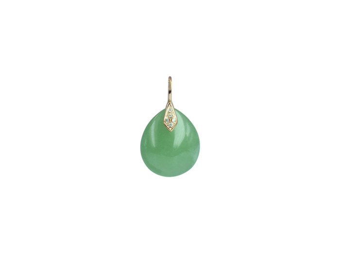 Pendentif Isabelle Langlois Talisman en or rose, aventurine verte et diamant