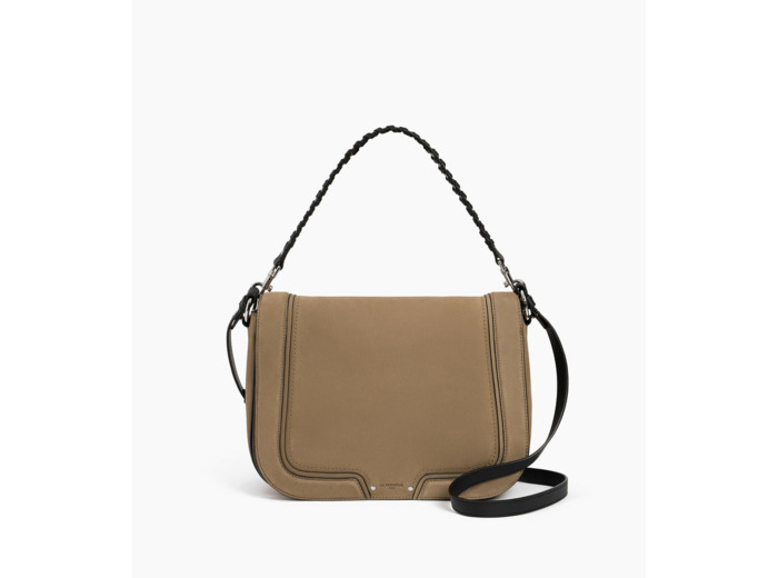 Grand sac bandoulière Ella en cuir lisse et nubuck
