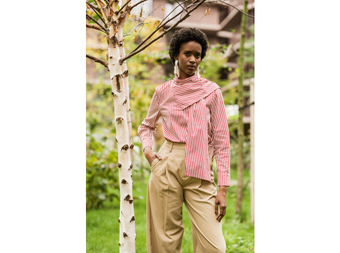 Fibre Mood - Tissu Popeline de Coton "Zizou" Imprimé Rayures Rouge