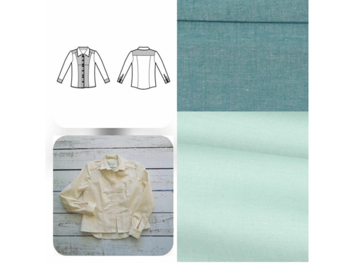 Christine Charles – Kit Couture Chemise Adelise Couleur Vert Menthe et Vert Petrole