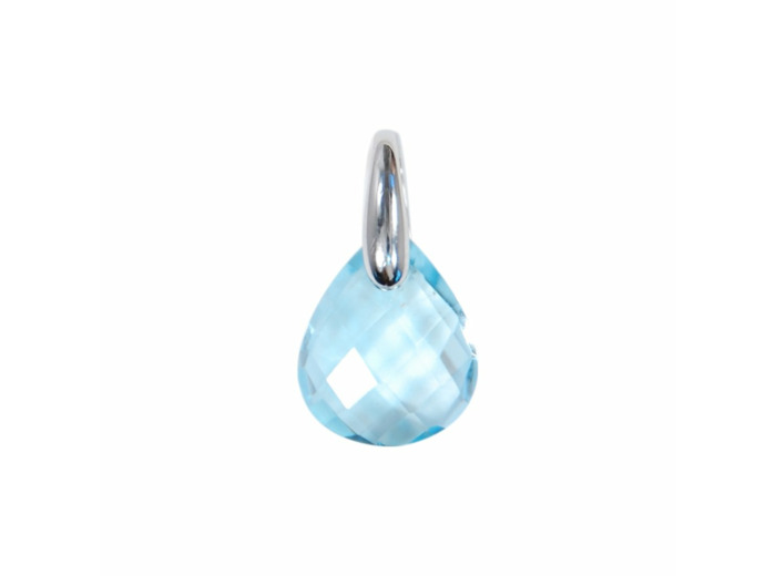Pendentif en or blanc et toapze bleue