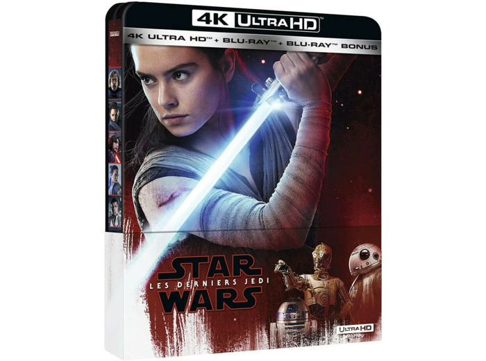 Blu-Ray Star Wars : Les Derniers Jedi - Steelbook UHD 4K + Blu - ray 2D + Blu - ray Bonus
