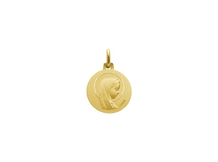 Médaille Augis Vierge auréolée ronde facetée en or jaune, 16mm