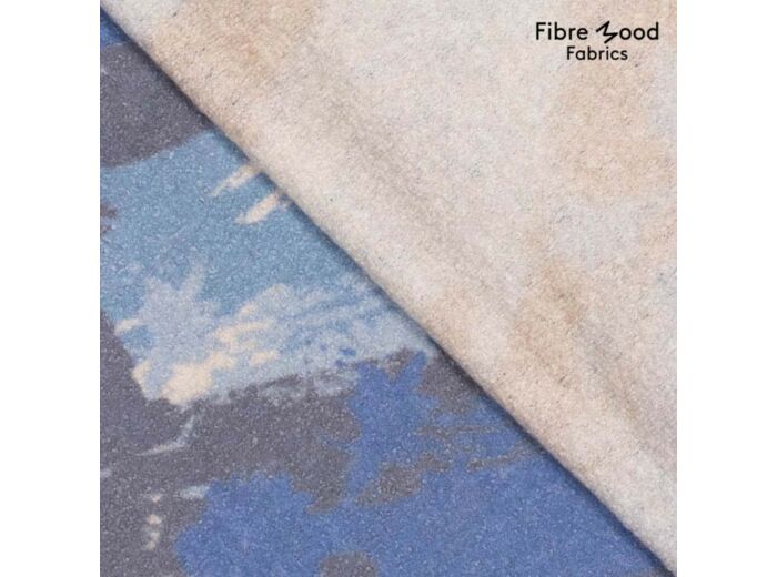 Fibre Mood - Tissu Laine Bouillie "Dunya" à Motif Aquarelle Bleu Gris