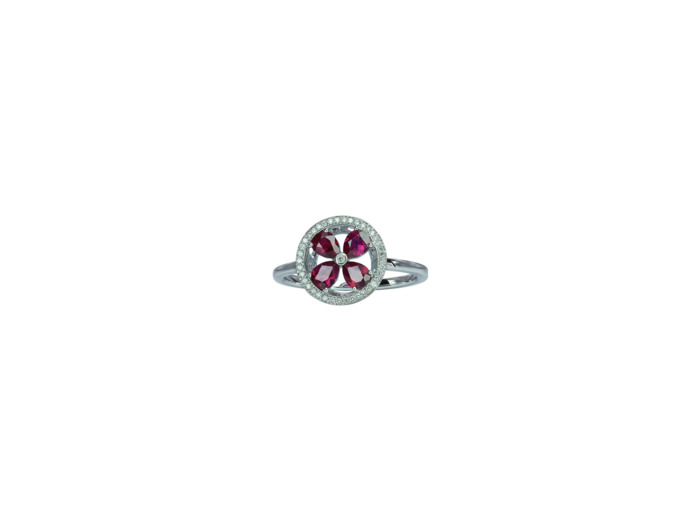 Bague Isabelle Langlois Jeton en or blanc, rubis et diamant