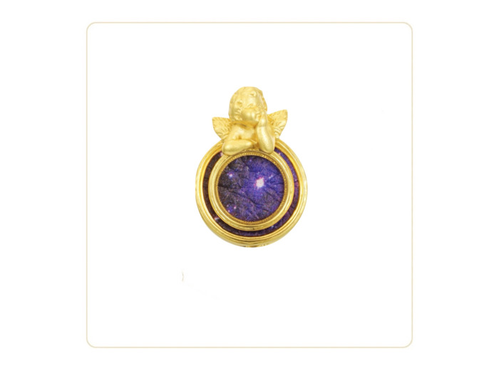 Boucle d’Oreille Tableau Rond Plaqué Or Jaune