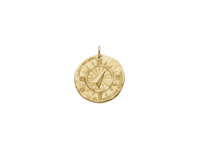 Médaille Arthus Bertrand La Boussole Grand Modèle en vermeil sablé