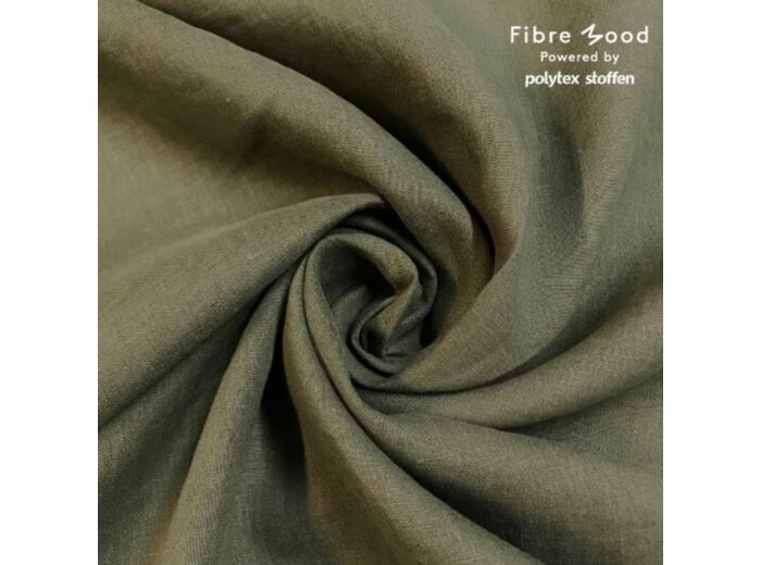 Fibre Mood - Tissu Toile de Pur Lin Lavé Uni Couleur Kaki