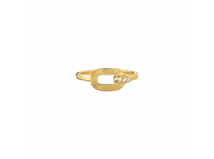 Bague Arthus Bertrand Ruban en or jaune polie et diamants T54