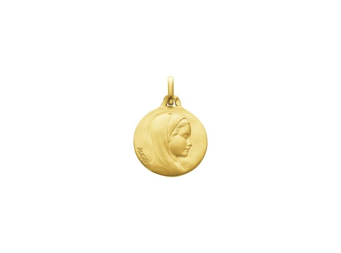 Médaille Augis Vierge profil droit en or jaune, 16mm