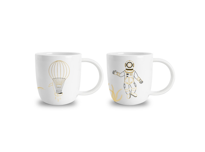 Accessoires Coffret 2 mugs Noël 2025 - Montgolfière et scaphandrier