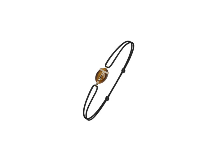 Bracelet Isabelle Langlois Khepri en or jaune, quartz œil de tigre et diamant
