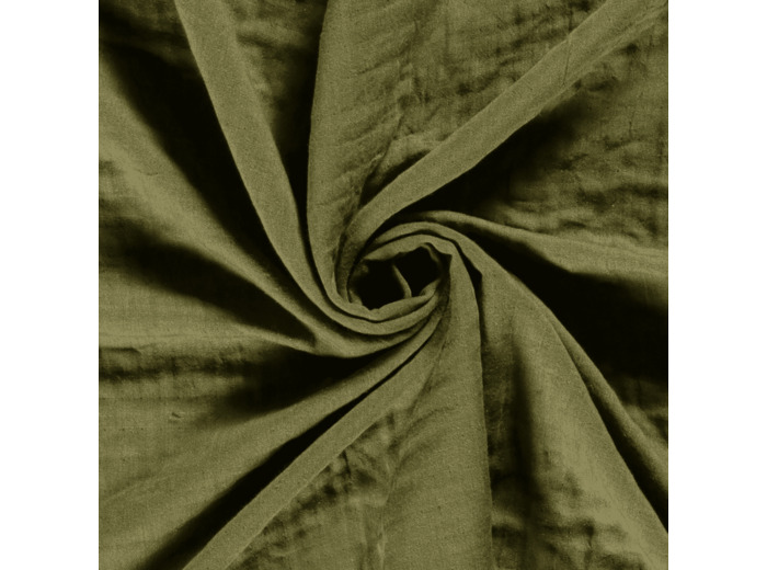 Sélection Coup de coudre - Tissu Double Gaze Soufflé Uni Couleur Vert Olive