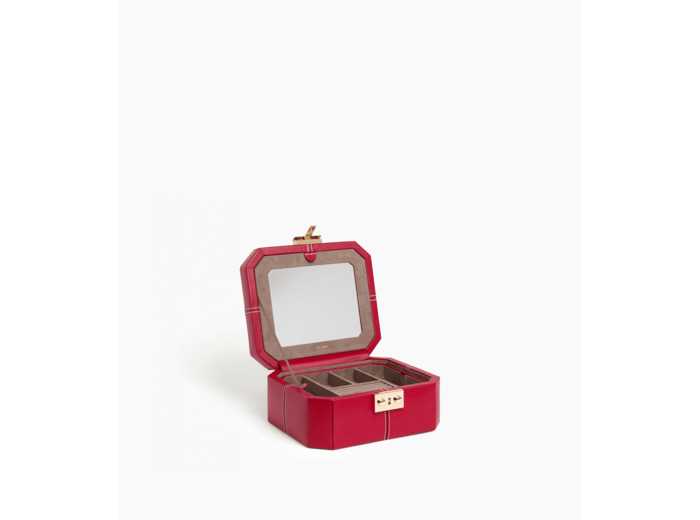 Petite boite à bijoux fermoir T en cuir