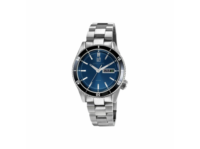 Montre March LA.B BONZER ELECTRIQUE 41 MM - OCEAN - Acier Brossé 3 Maillons