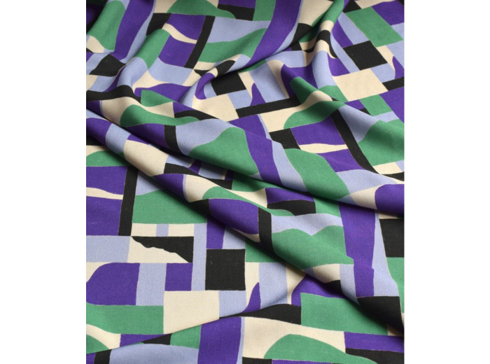 Singulière par Cousette - Tissu Viscose Imprimé "Dune" Vert