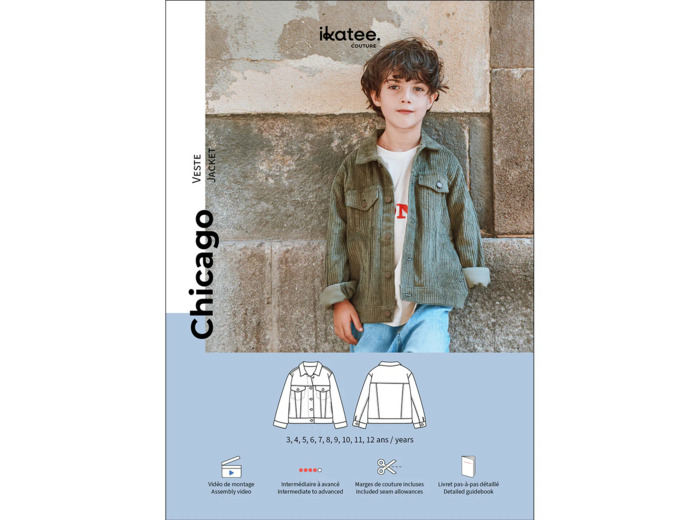 Ikatee – Patron Enfant Veste "Chicago " de 3 à 12 ans
