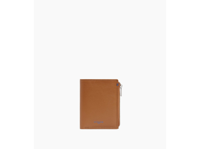 Portefeuille vertical zippé moyen modèle Martin en cuir lisse