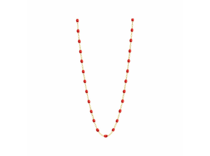 Collier Gigi Clozeau Classique en or jaune et résine coquelicot, 42cm