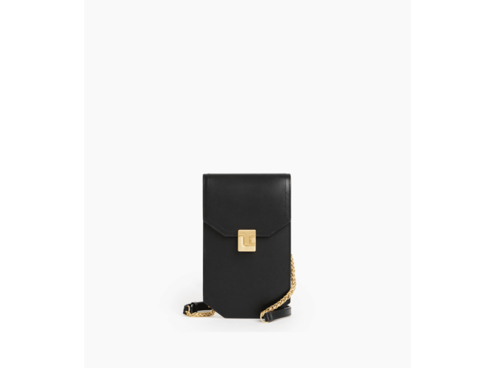 Etui téléphone à rabat Rose en cuir lisse