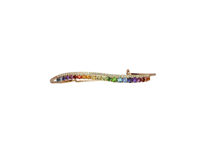 Bracelet Isabelle Langlois en or rose, pierres de couleurs et diamants