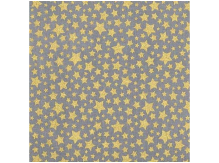 Michael Miller - Tissu Popeline de Coton Imprimé Etoiles Dorés "Starbrite" sur le Fond Gris