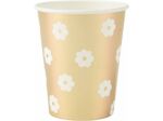 8 gobelets en cartons marguerites 255ML Blanc Or