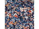 See You at Six - Tissu Toile de Coton Gabardine Imprimé "Flower Joy" sur le fond Bleu Océana