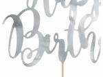 Unbekannt Cake Topper en Carton Happy Birthday argenté métallisé 22,5 cm