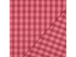 Poppy - Tissu Fil à Fil Carreaux Bordeaux/ Rose