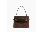 Sac porté épaule grand modèle Emie en cuir refente de velours embossé effet crocodile
