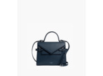 Sac à main double rabat moyen modèle Emilie en cuir grainé