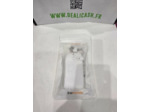 Étui à clés de voiture kwmobile pour clé de voiture Renault Smartkey à 4 boutons (Keyless Go) - Étui en similicuir noir / blanc - Motif rayures rallye