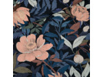 See You at Six - Tissu Mélange Lin et Viscose Imprimé “Pasture Rose” sur le Fond Noir