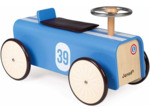 Janod - Porteur Enfant Voiture - Volant en Métal Directionnel, Assise Épaisse et Amovible - Voiture de Course au Look Vintage - Jouet en Bois Cintré - Dès 2 Ans, J08051