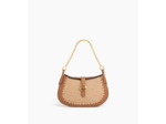 Petit sac bandoulière Pia effet raphia et cuir lisse