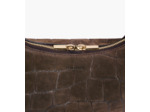 Petit sac hobo Juliette en cuir refente de velours embossé crocodile