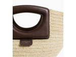 Petit sac à main en raphia naturel et cuir lisse végétal