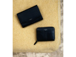 Porte monnaie zippé avec porte cartes amovible Charlotte en cuir lisse