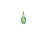 Médaille Arthus Bertrand Les Miraculeuses 10mm en or jaune, laqué vert d'eau