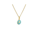 Médaille Arthus Bertrand Ma Mini Médaille Colombe en or jaune et laque bleu ciel, 10 mm