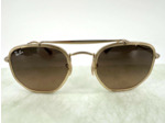 Lunettes de soleil Ray-Ban RB3648-M The Marshal II monture en métal doré et verres morron dégradé