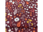 Cotton+Steel Fabrics - Tissu Popeline de Viscose Imprimé Fleurs de Champs "Dear Isla" sur le Fond Bordeaux